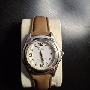 Prestige By Waltham Men's Stainless Steel Watch with Tan Leather Strap